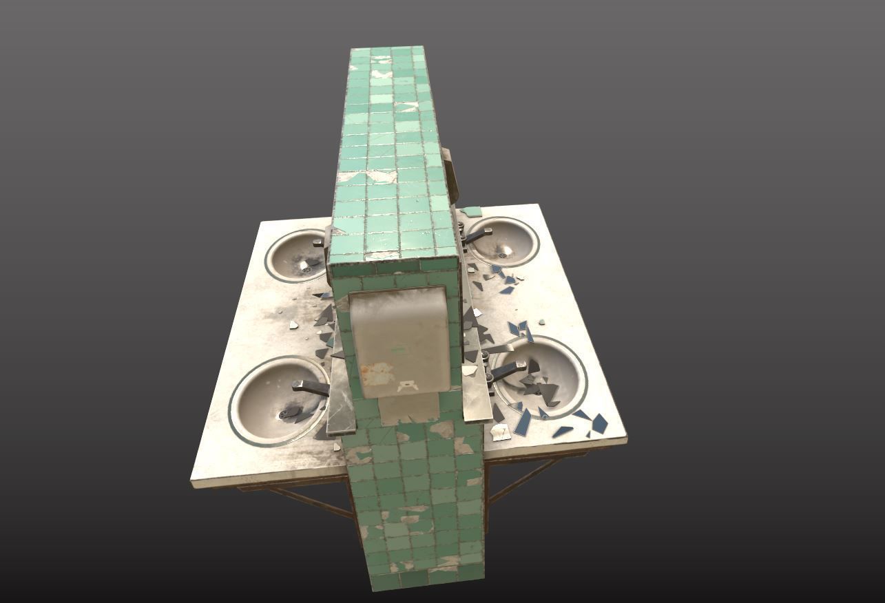 Abandoned  Double Sided Sink 3D model_4