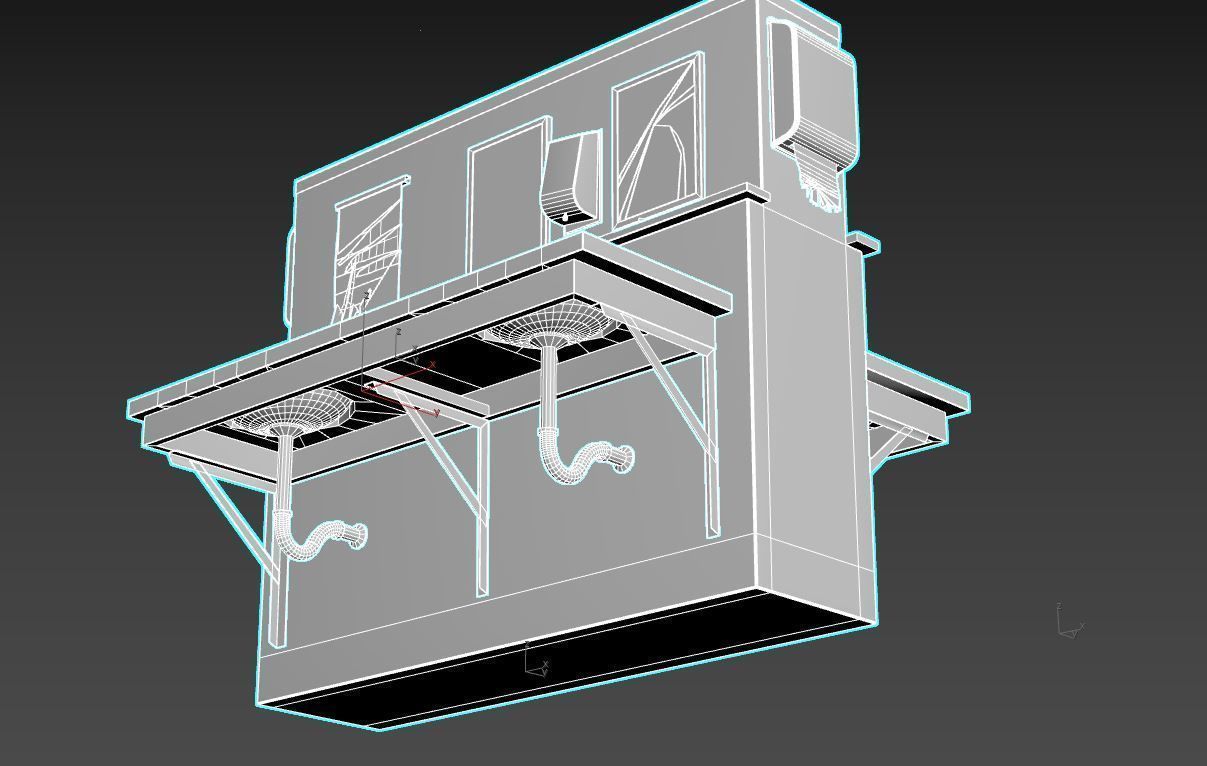 Abandoned  Double Sided Sink 3D model_14