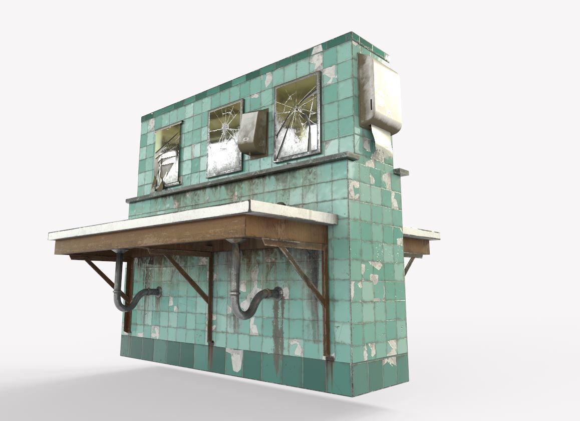 Abandoned  Double Sided Sink 3D model_10