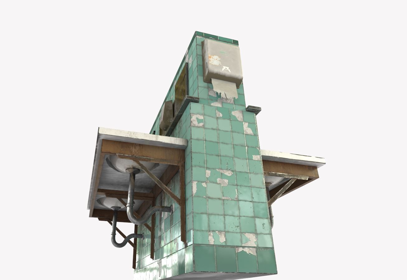 Abandoned  Double Sided Sink 3D model_11