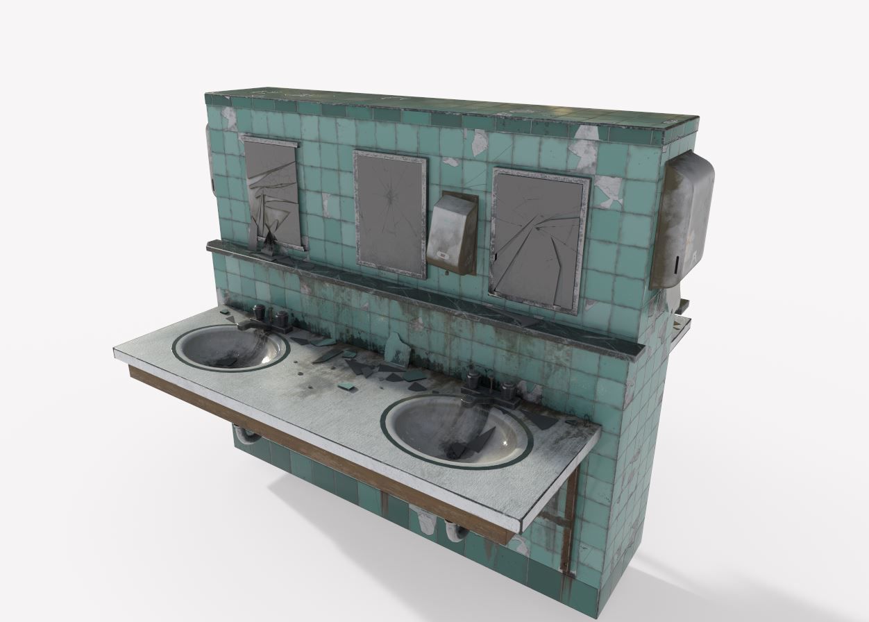 Abandoned  Double Sided Sink 3D model_5