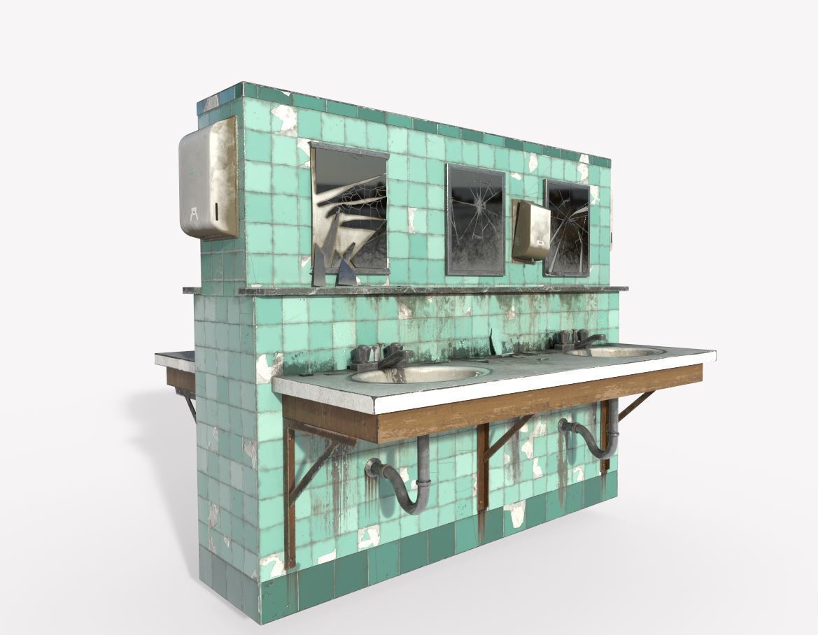 Abandoned  Double Sided Sink 3D model_6