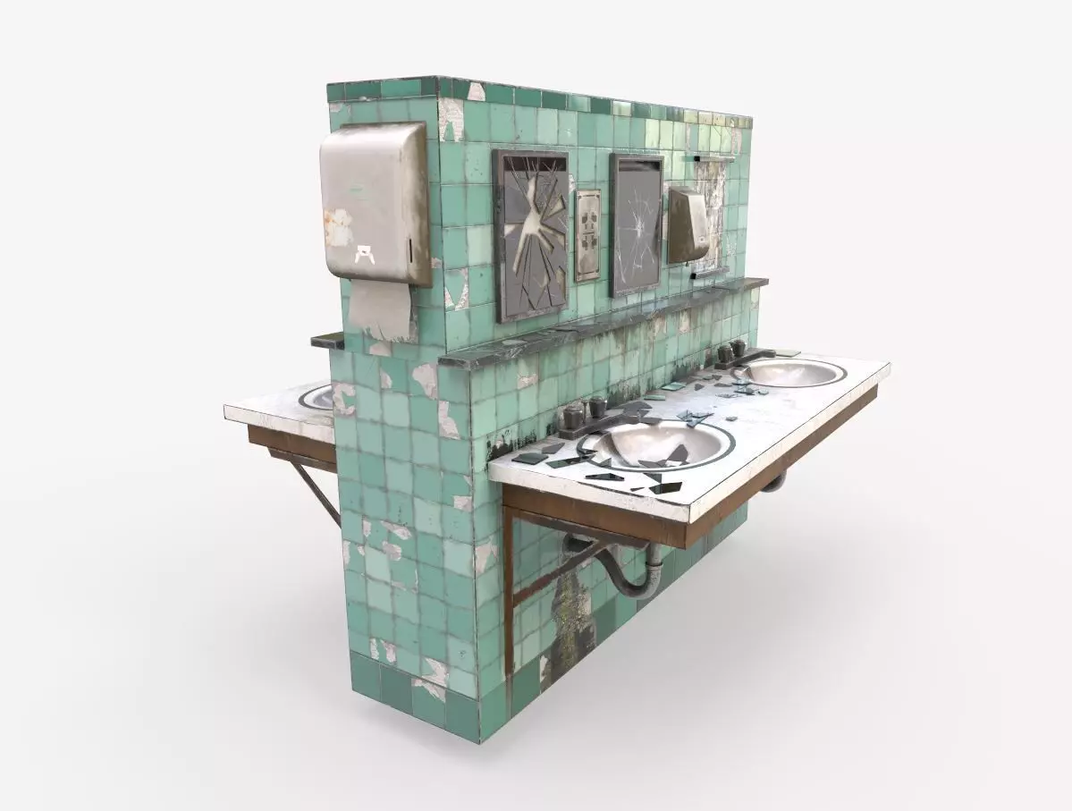 Abandoned  Double Sided Sink 3D model_0