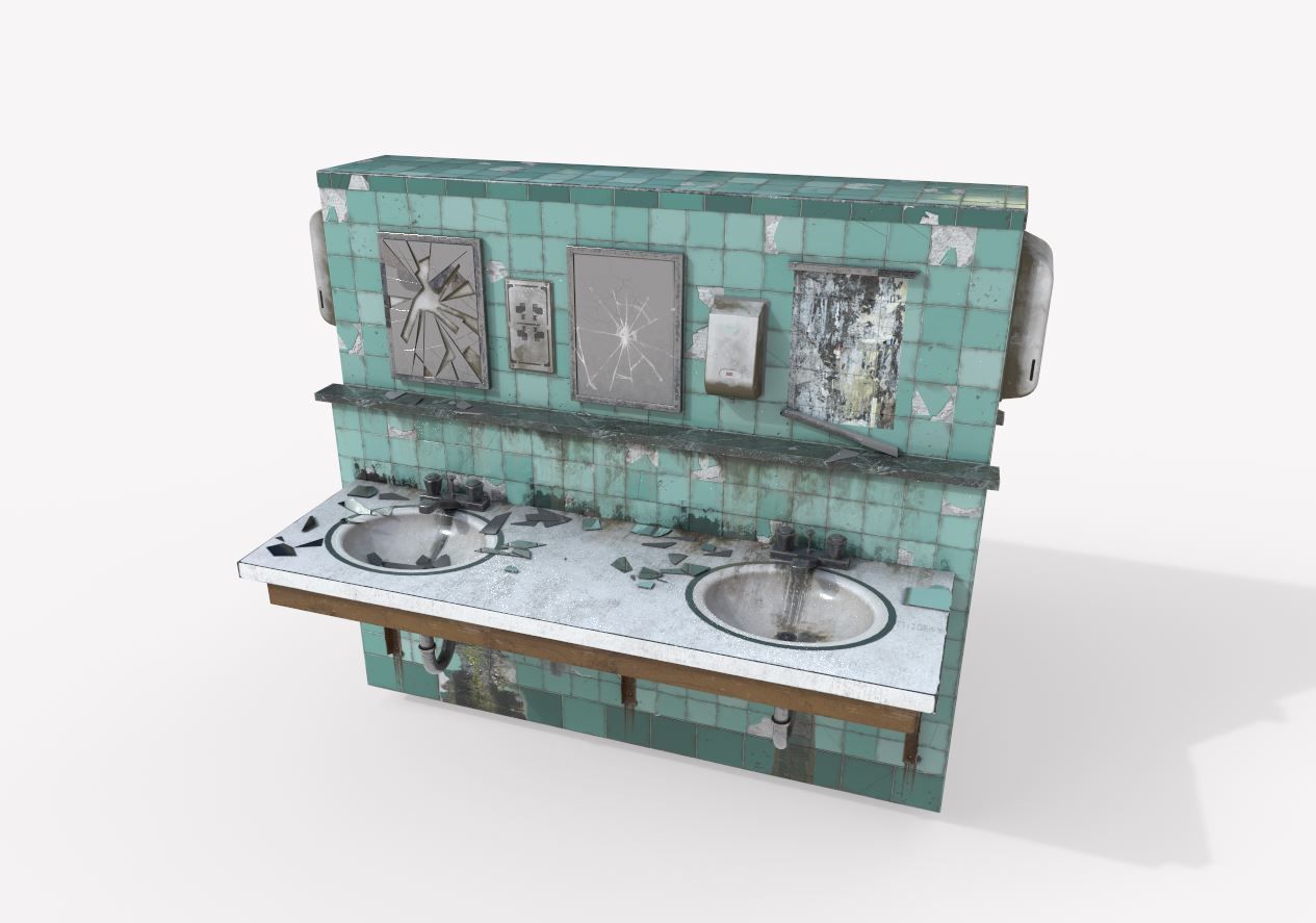 Abandoned  Double Sided Sink 3D model_7