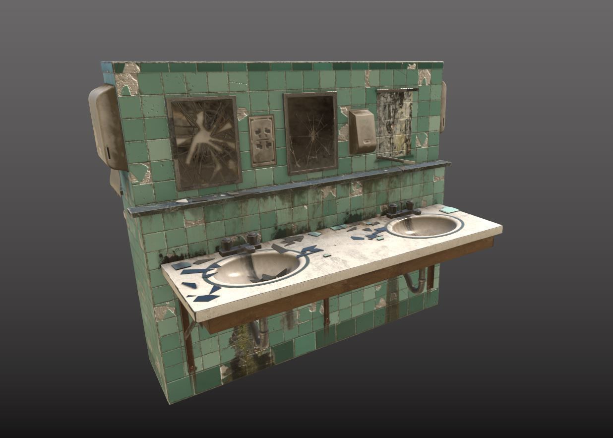 Abandoned  Double Sided Sink 3D model_2
