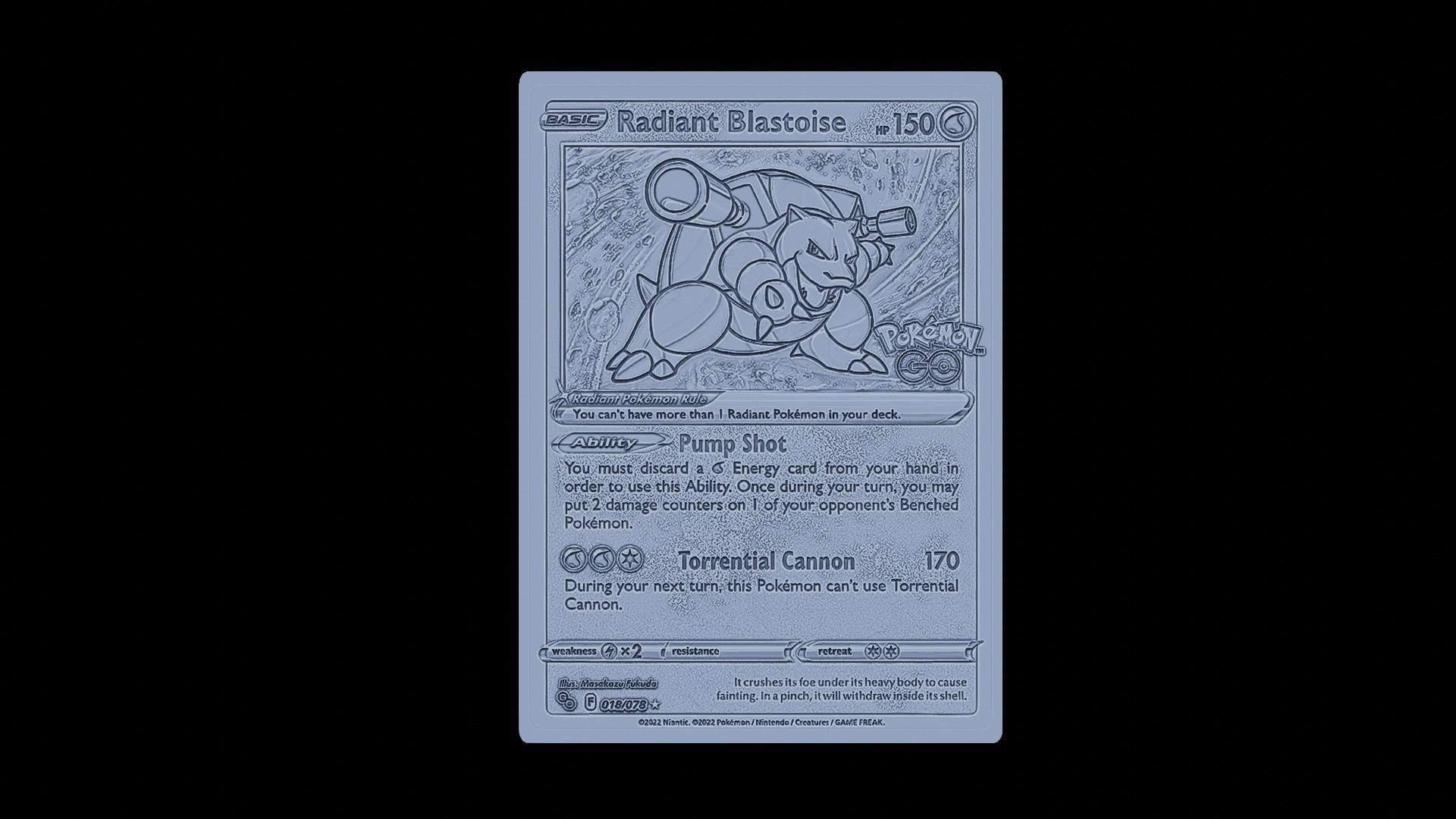 Blastoise Pokemon card 3D print model_1