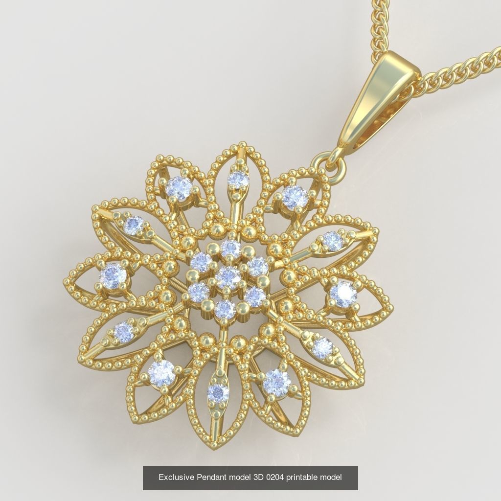 Ring Bracelet Earring and Pendant Set 3D printable model 0058 3D Model Collection_6