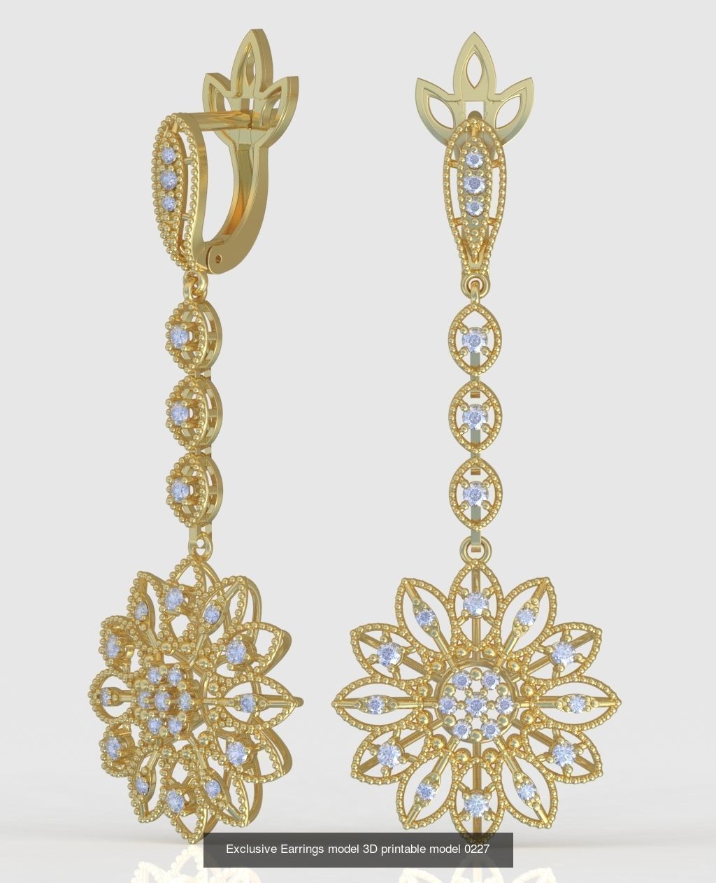 Ring Bracelet Earring and Pendant Set 3D printable model 0058 3D Model Collection_7