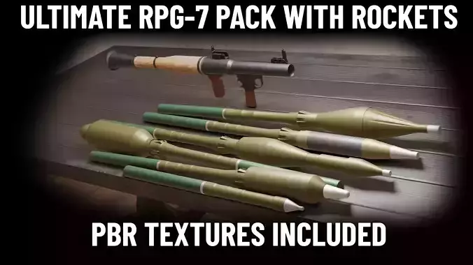Ultimate RPG 7 Pack With Rockets Low-poly 3D model