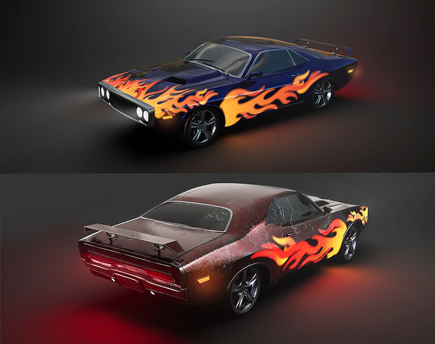 70s Dodge Challenger  3D model 2