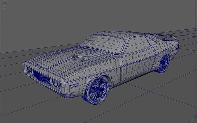 70s Dodge Challenger  3D model 4