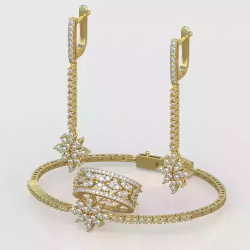Ring Bracelet and  Earring Set 3D printable model 0060 3D Model Collection