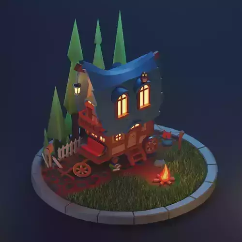 carriage in the night forest