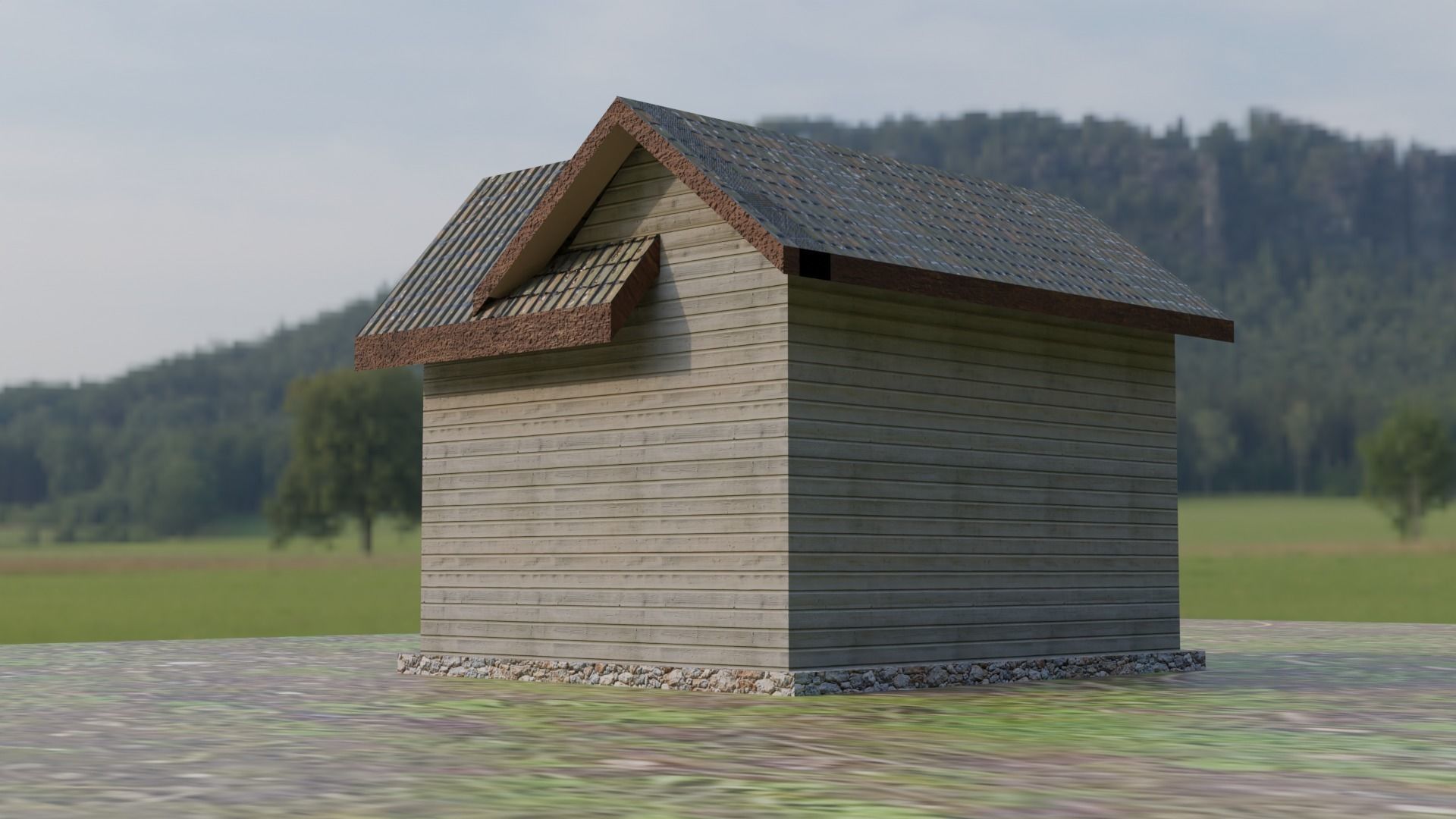 House 3D Lowpoly in woods Low-poly 3D model_5