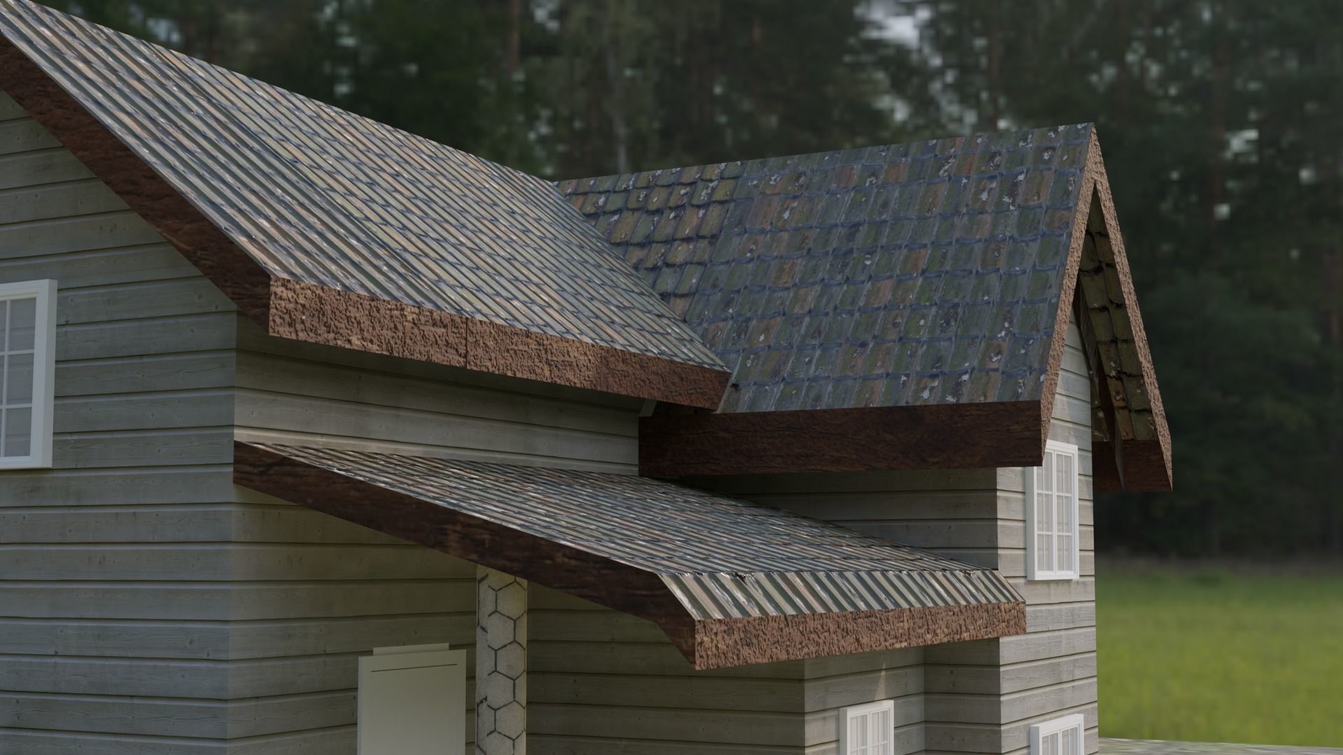 House 3D Lowpoly in woods Low-poly 3D model_7