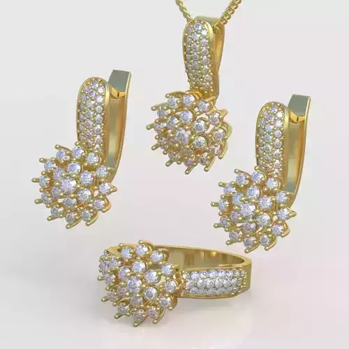 Ring  Earring and Pendant Set 3D printable model 0062