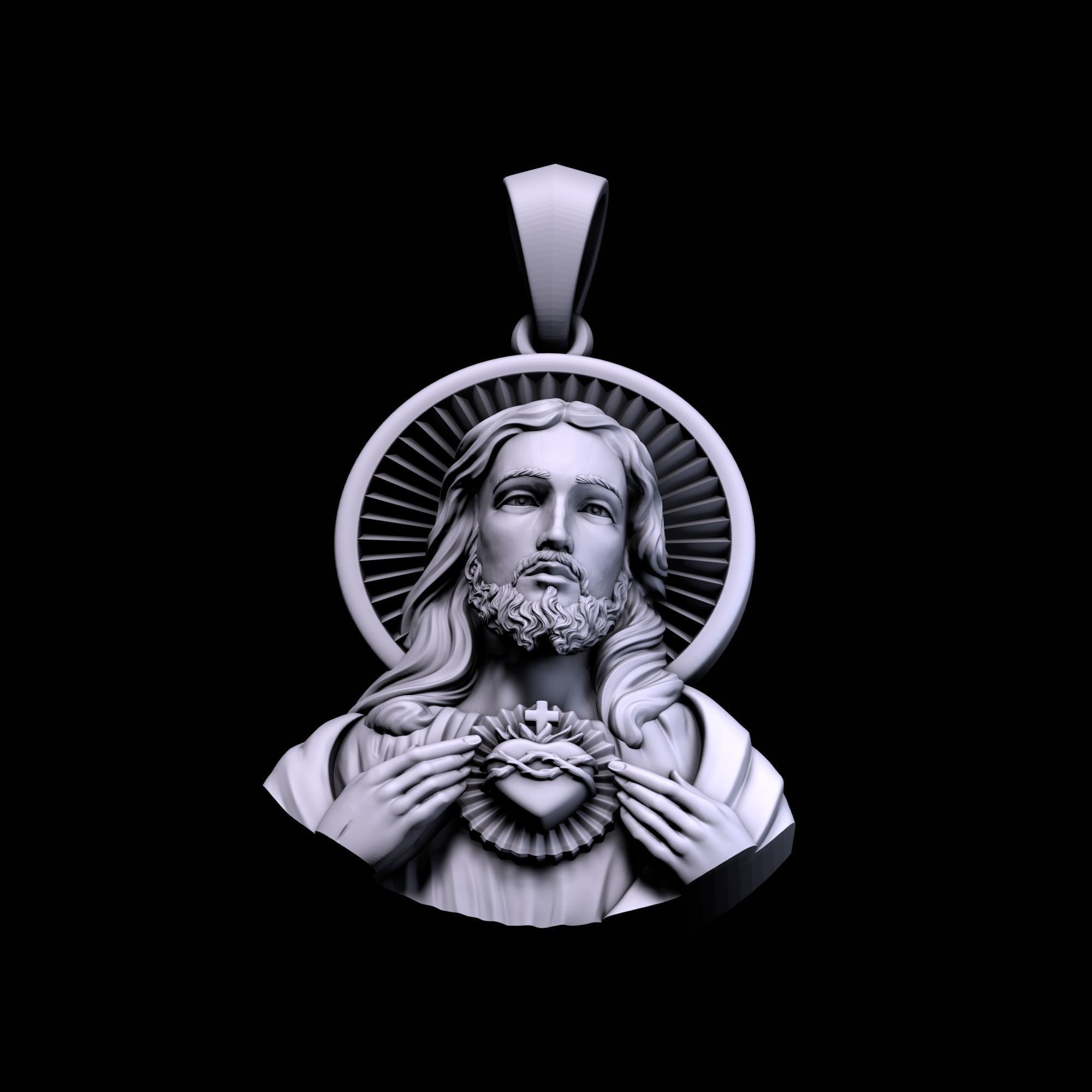 Jesus Pendant 3D print model_4