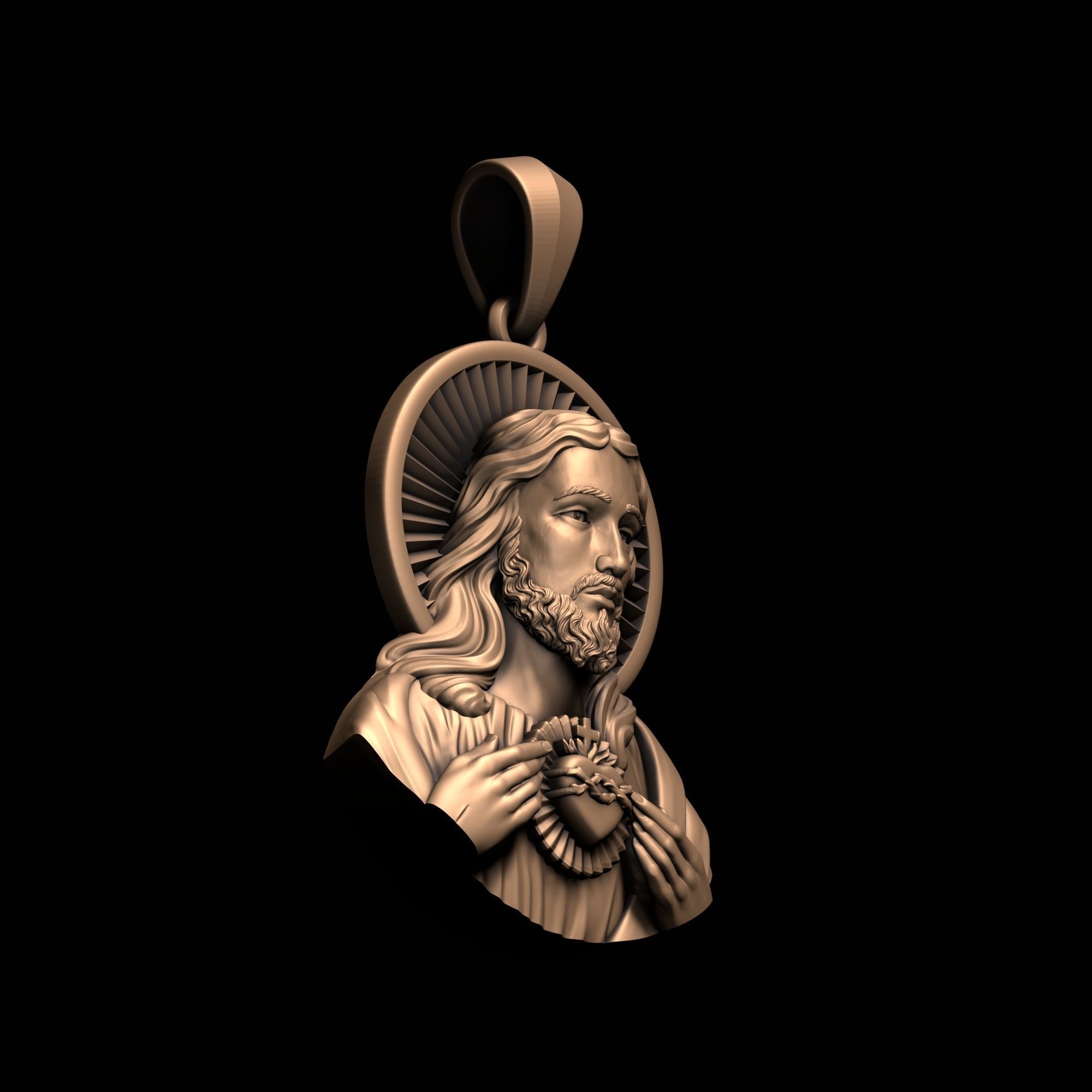 Jesus Pendant 3D print model_9