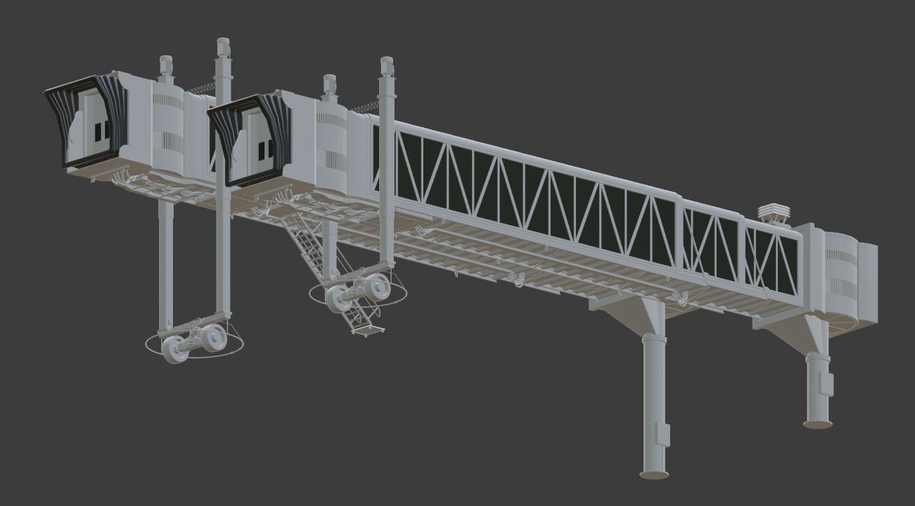 Airport passenger boarding Jetway 3D model_2