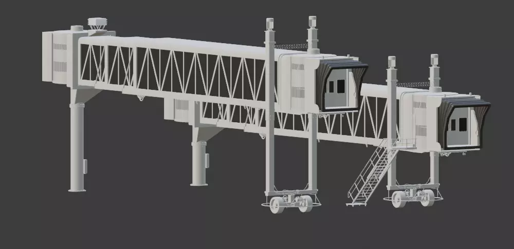 Airport passenger boarding Jetway 3D model_0