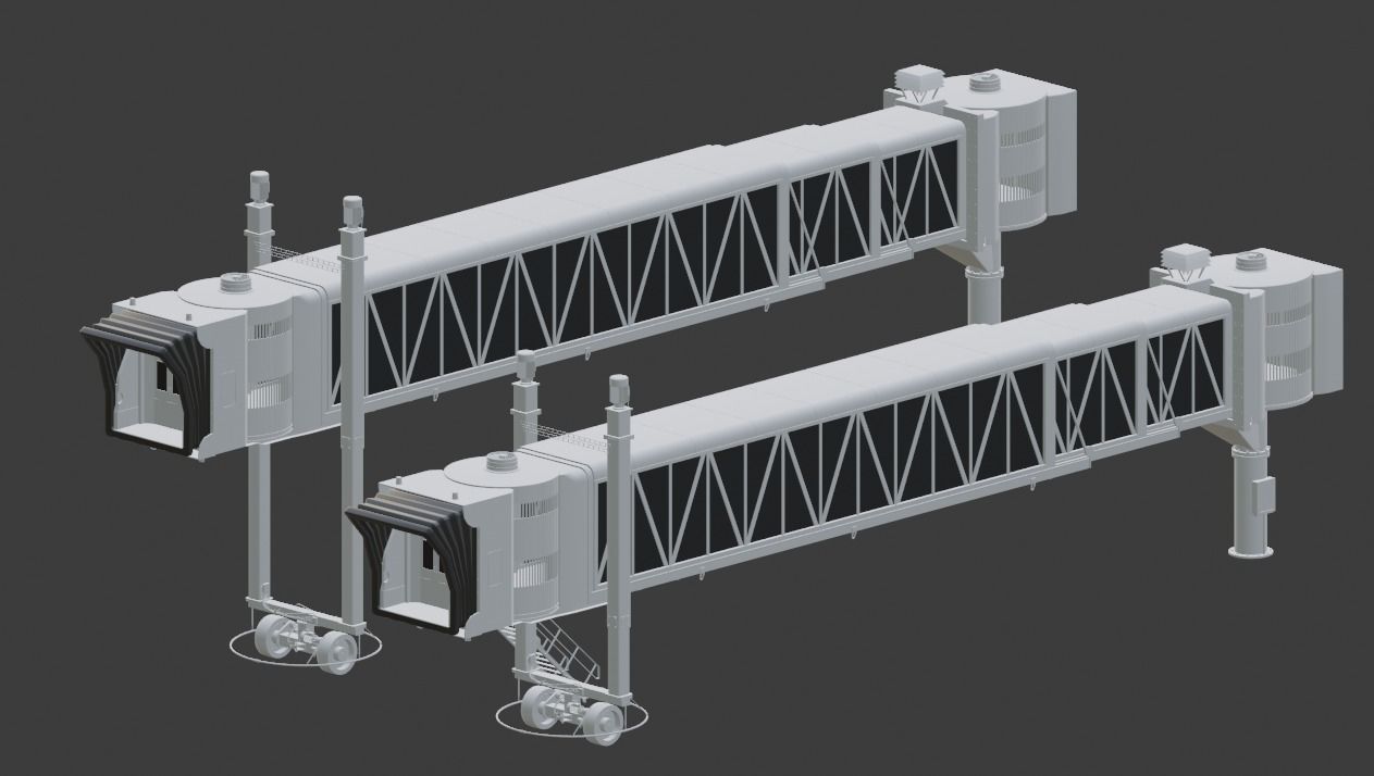 Airport passenger boarding Jetway 3D model_1