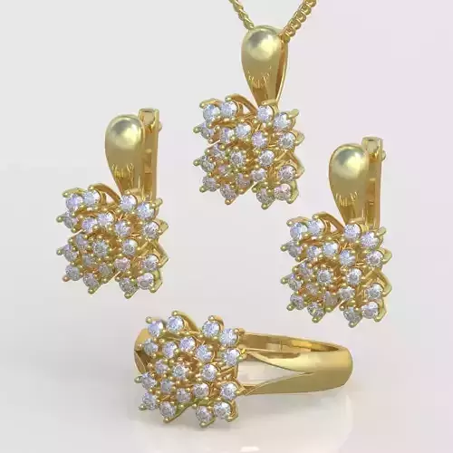 Ring  Earring and Pendant Set 3D printable model 0064