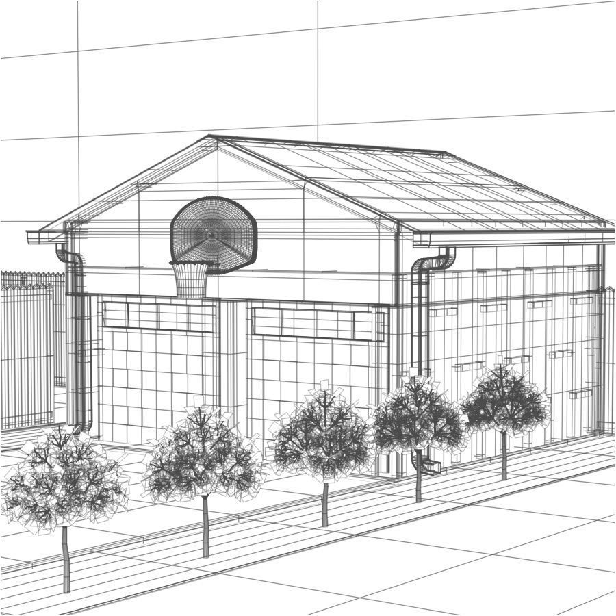 Garage Scene in obj and fbx formats 3D model_3