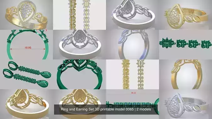 Ring and Earring Set 3D printable model 0065