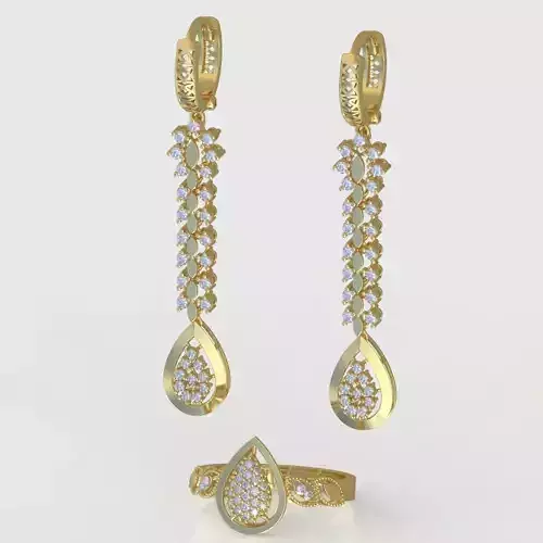 Ring and Earring Set 3D printable model 0065 3D Model Collection