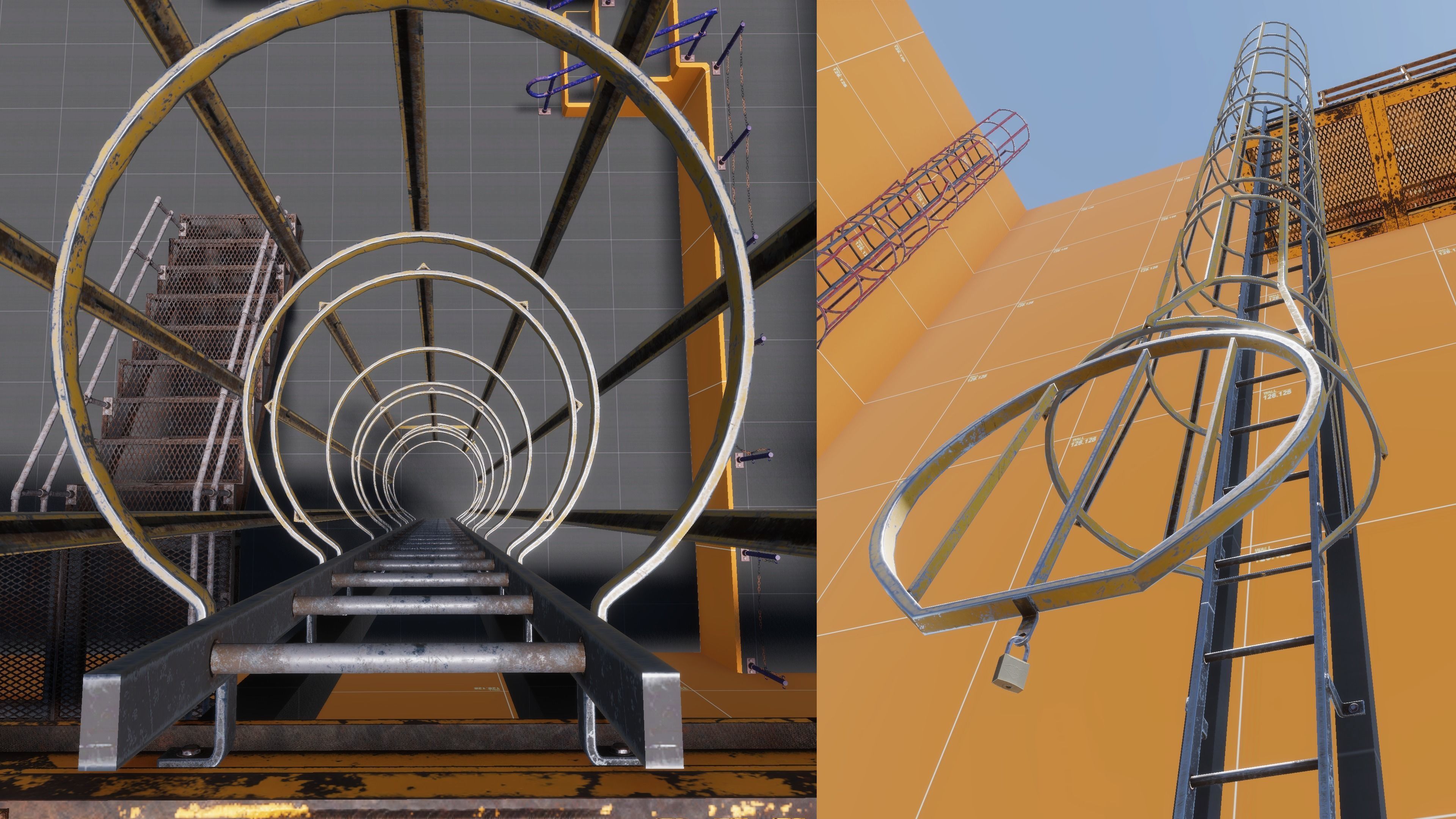 industrial stairs and  handrails pack Low-poly 3D model_8