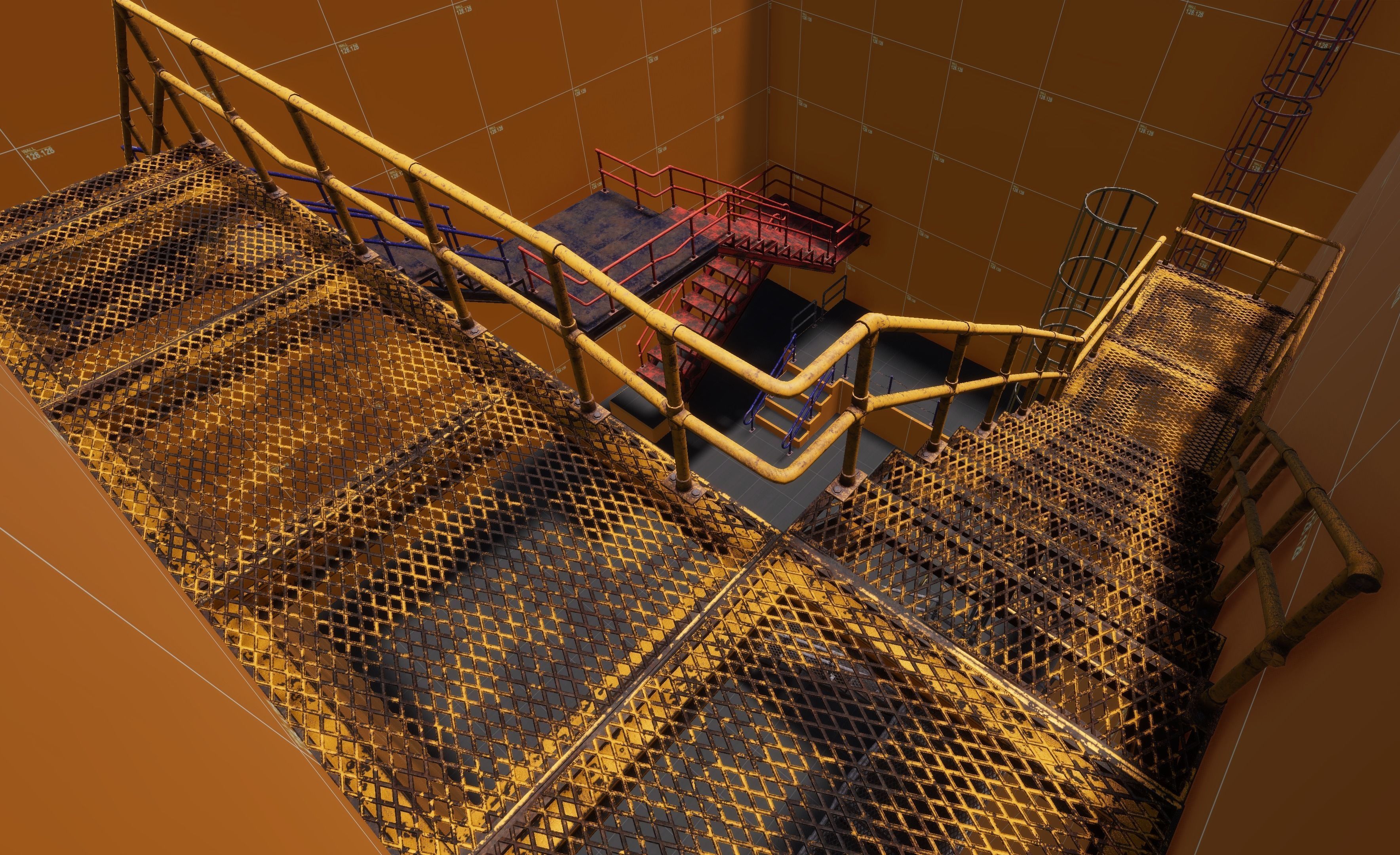 industrial stairs and  handrails pack Low-poly 3D model_10