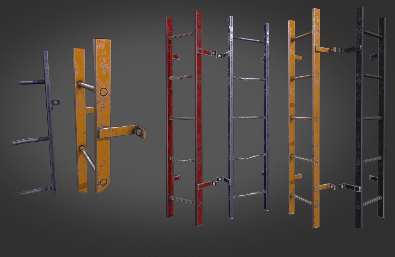 industrial stairs and  handrails pack Low-poly 3D model_4