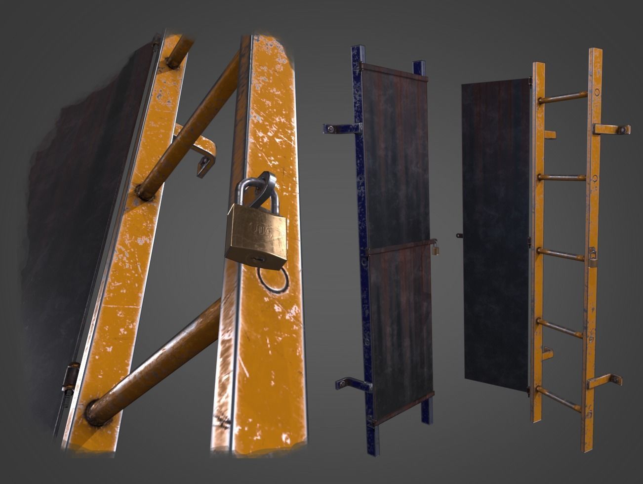 industrial stairs and  handrails pack Low-poly 3D model_5