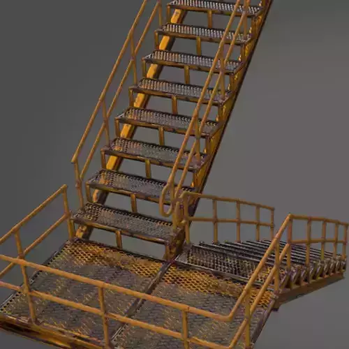 industrial stairs and  handrails pack Low-poly 3D model