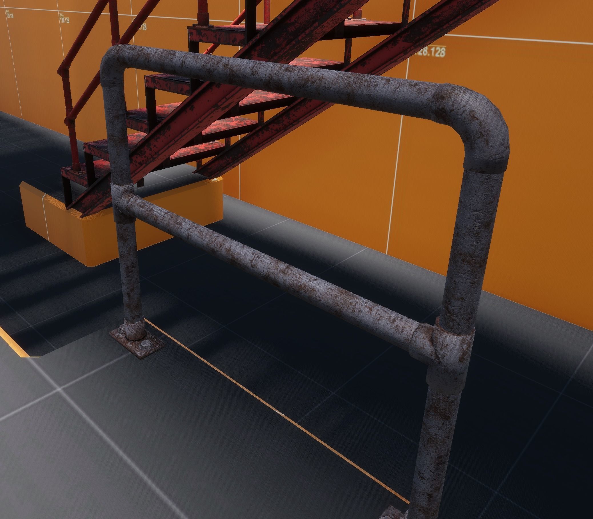 industrial stairs and  handrails pack Low-poly 3D model_9