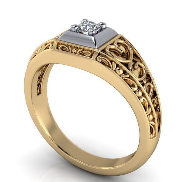 Vintage style ring 3D print model_3