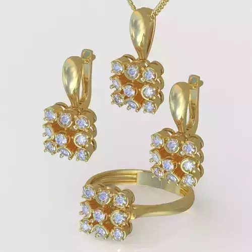Ring  Earring and Pendant Set 3D printable model 0066