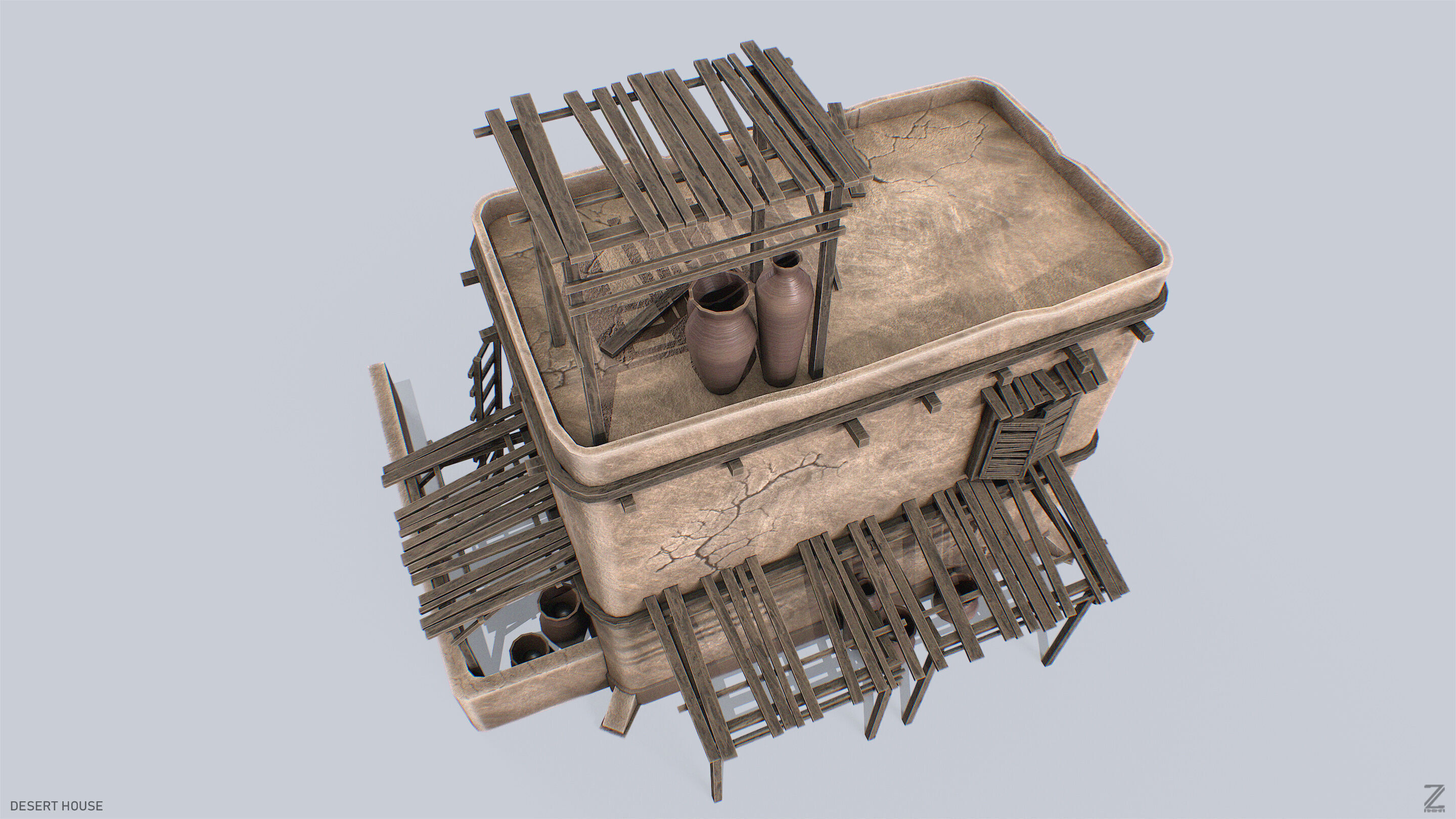 Desert house Low-poly 3D model_7