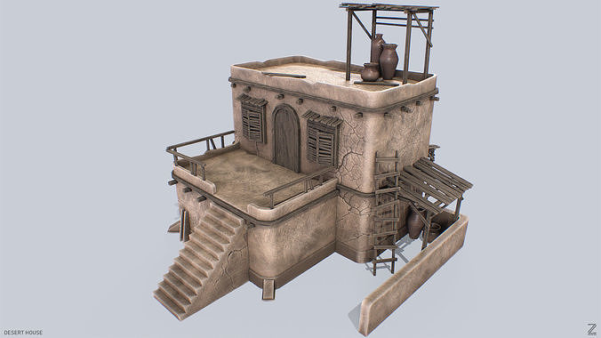 Desert house Low-poly 3D model