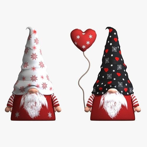 valentine christmas gnomes Low-poly 3D model