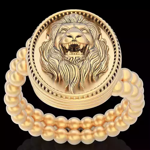 Lion silver gold ring printable jewelry  3D model