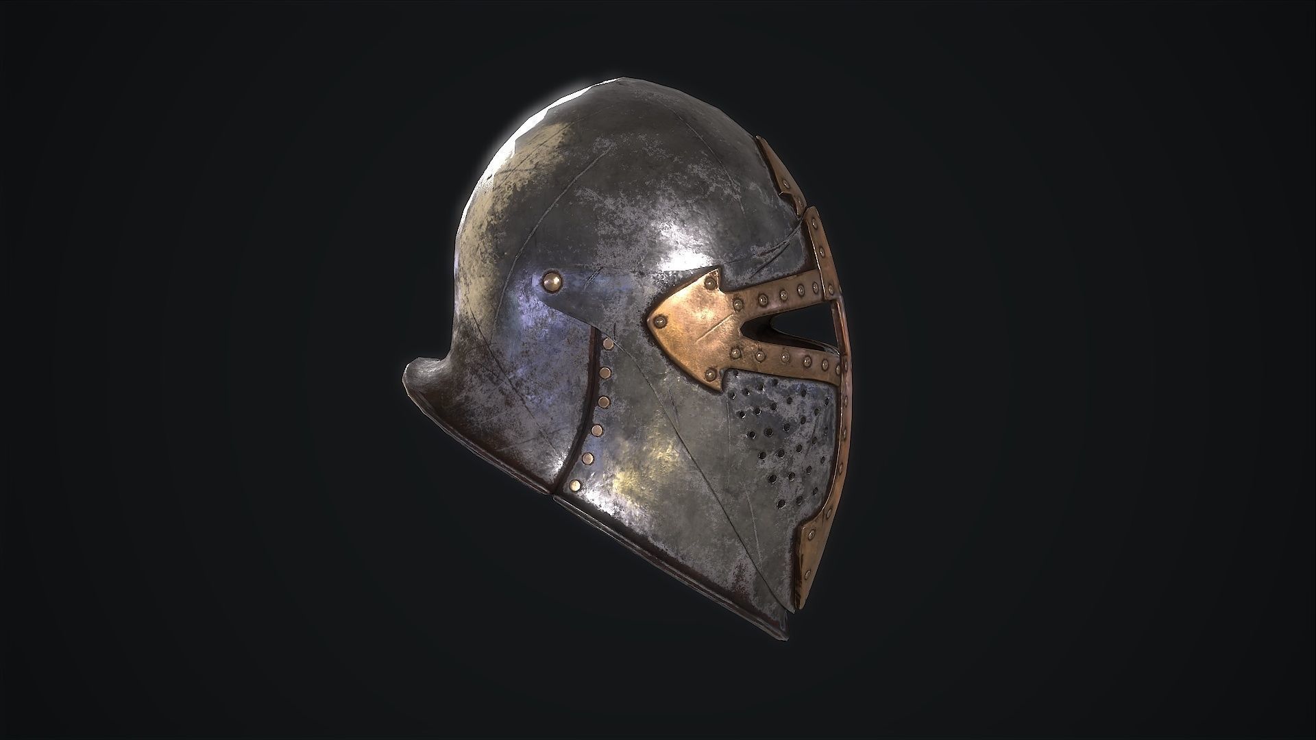 Medieval Helmet Low-poly 3D model_4