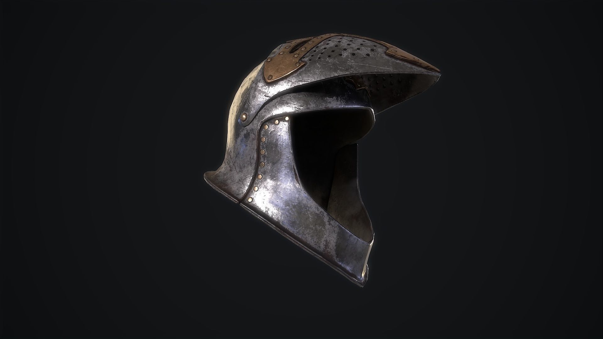 Medieval Helmet Low-poly 3D model_7