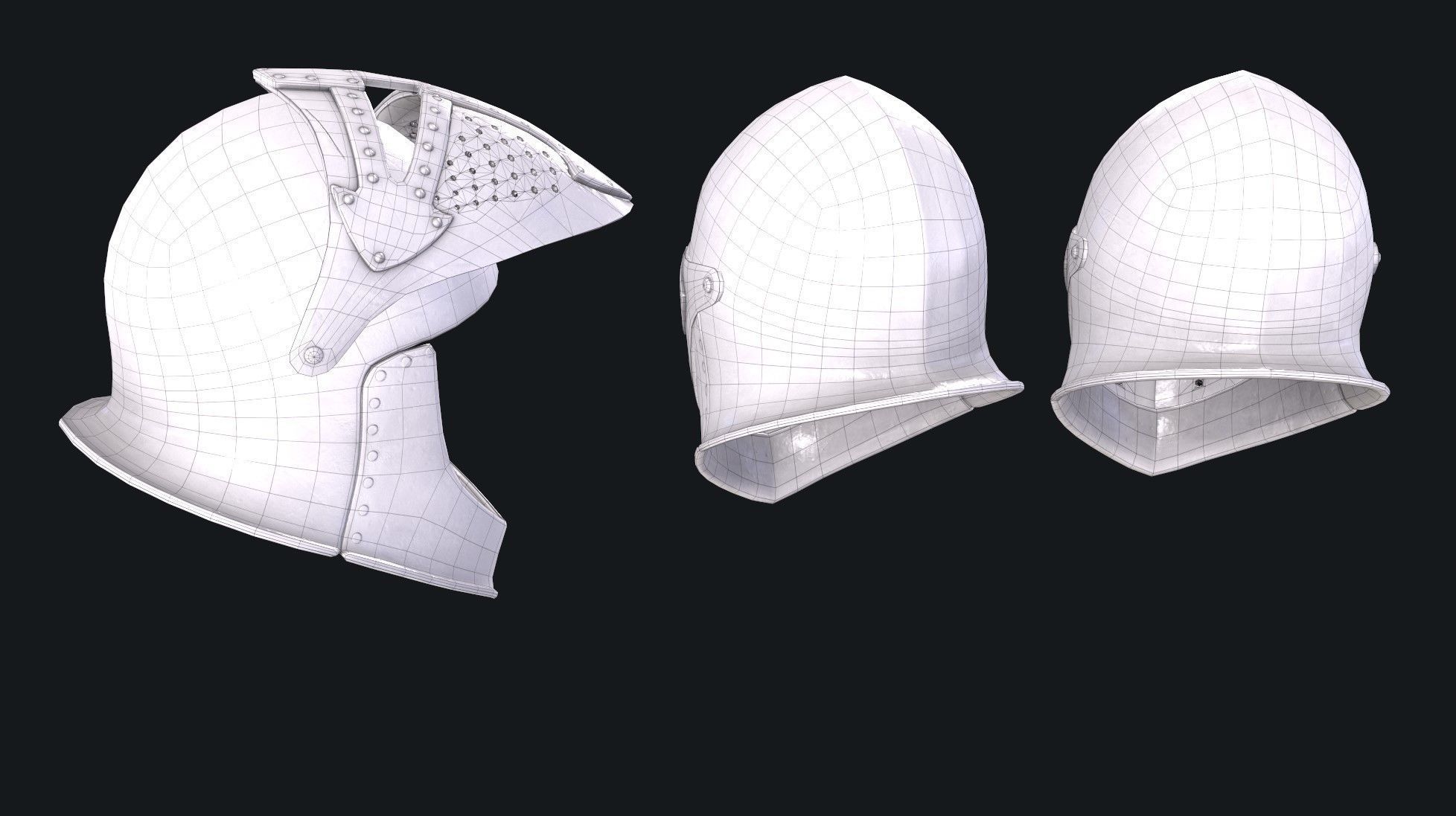 Medieval Helmet Low-poly 3D model_11