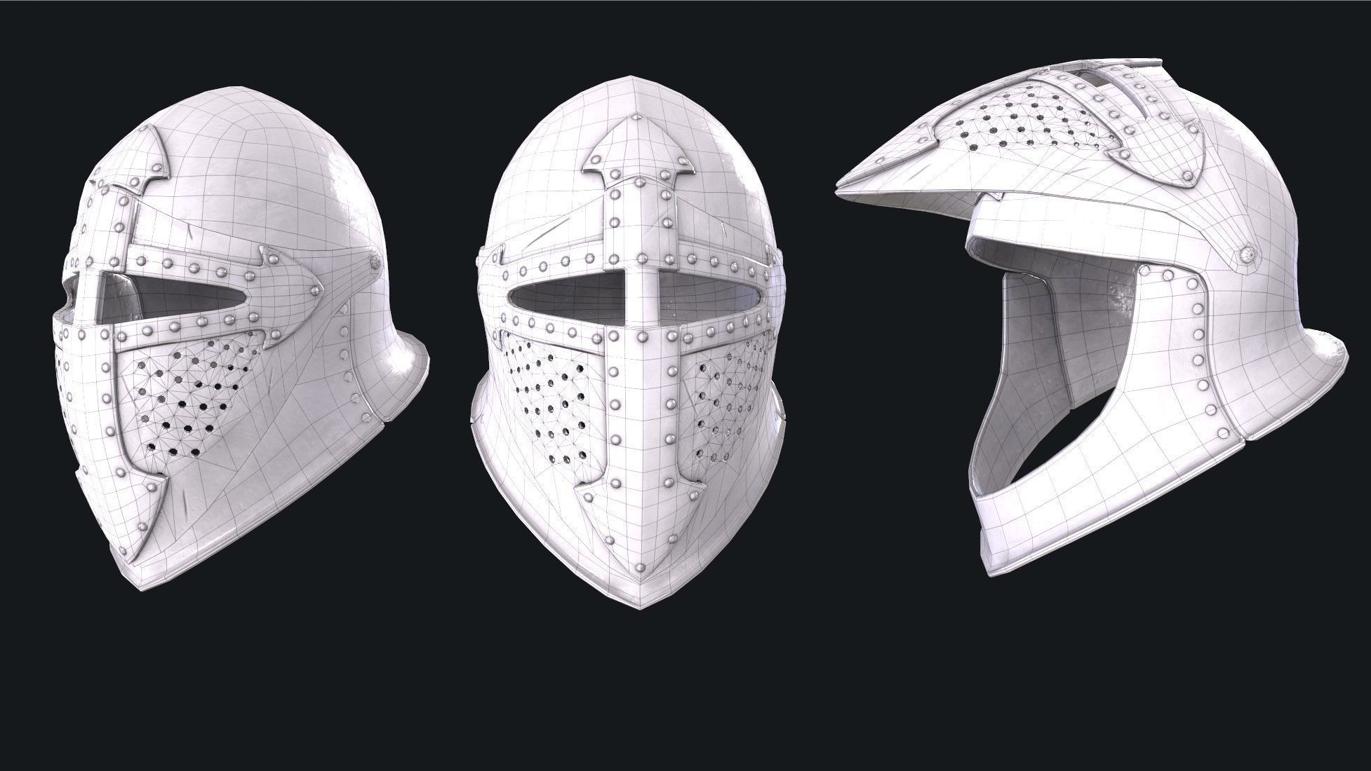 Medieval Helmet Low-poly 3D model_13