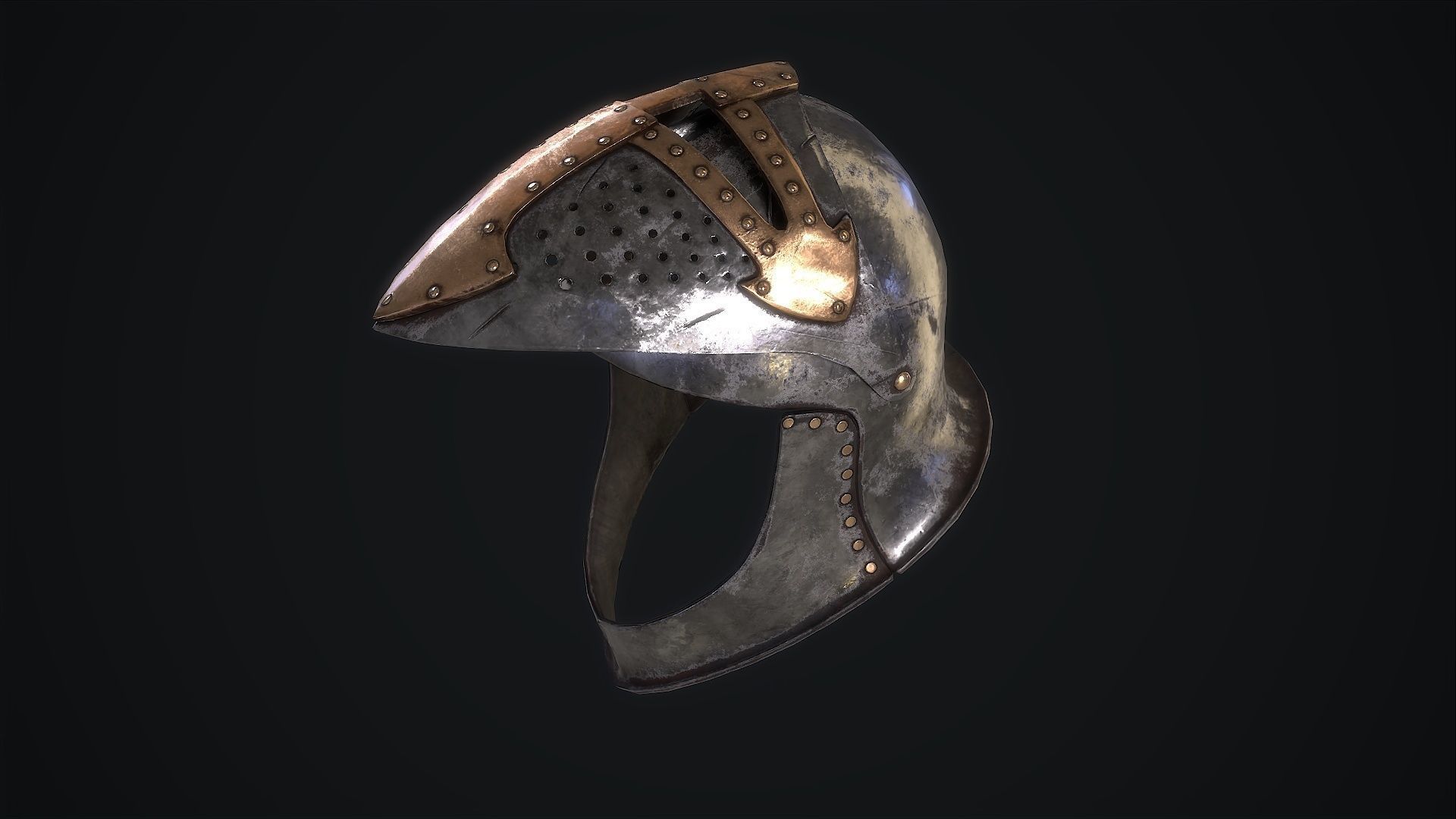 Medieval Helmet Low-poly 3D model_6