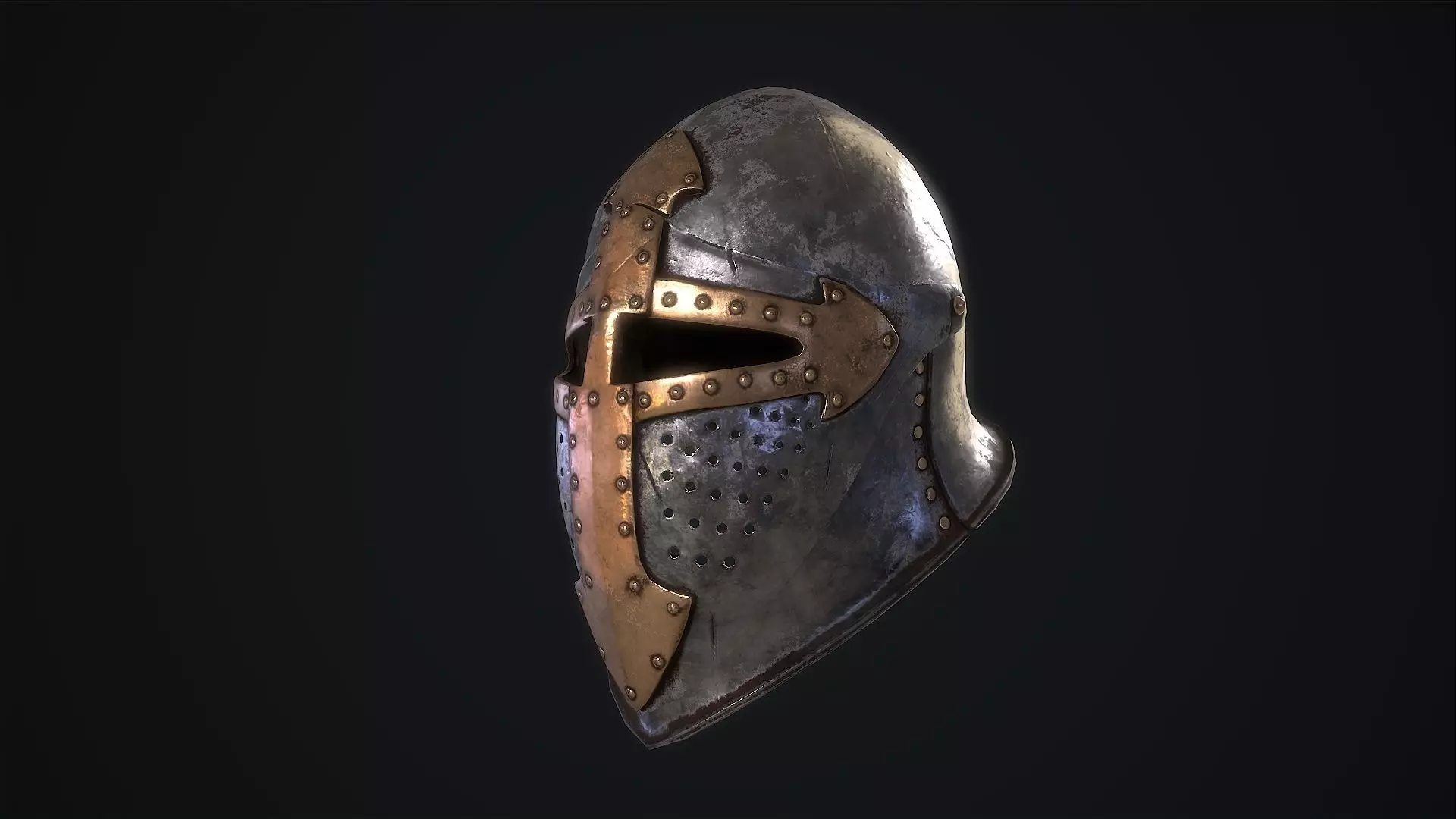 Medieval Helmet Low-poly 3D model_0