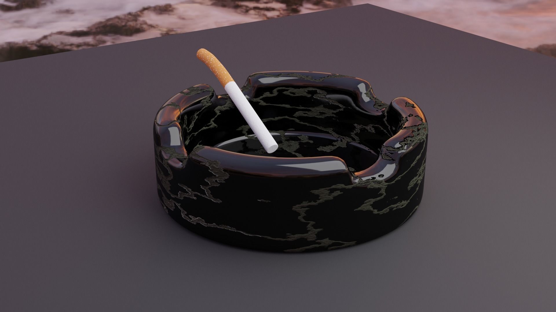 Ashtray with cigarette 3D model_2