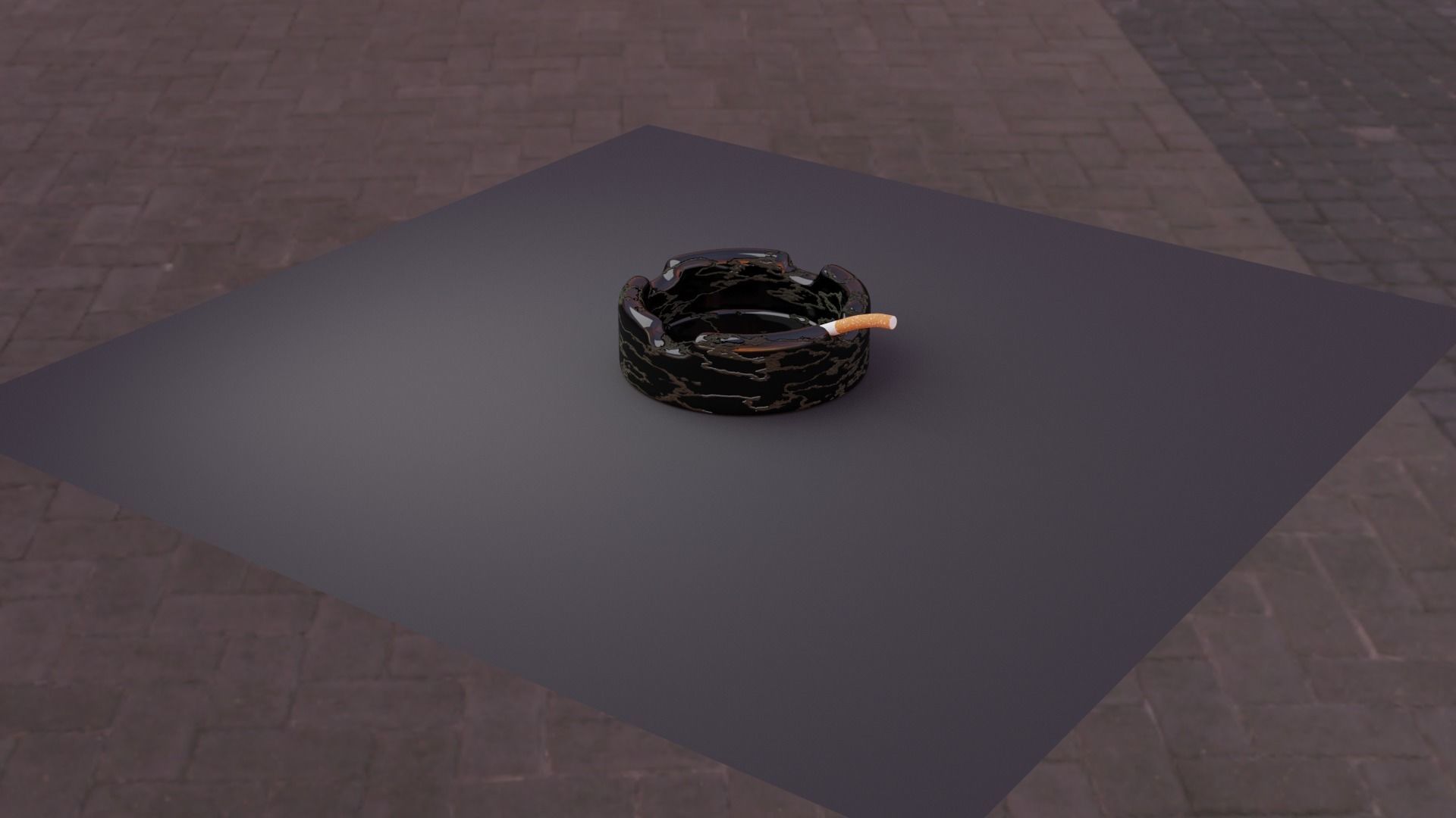 Ashtray with cigarette 3D model_3