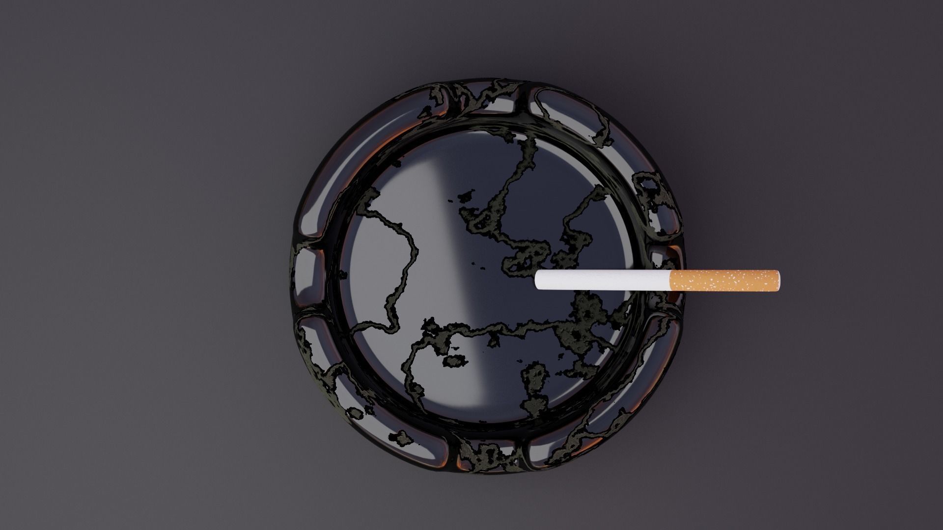 Ashtray with cigarette 3D model_1